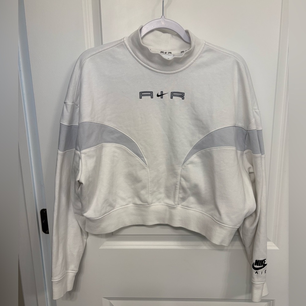 NIKE AIR WOMEN'S GRAY AND WHITE MOCK FLEECE SIZE MEDIUM